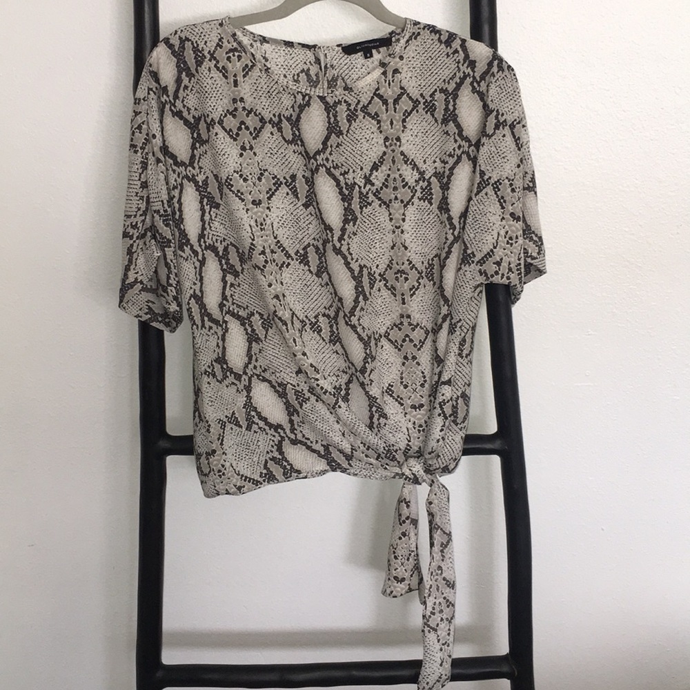 Olivaceous Snakeskin Print Top